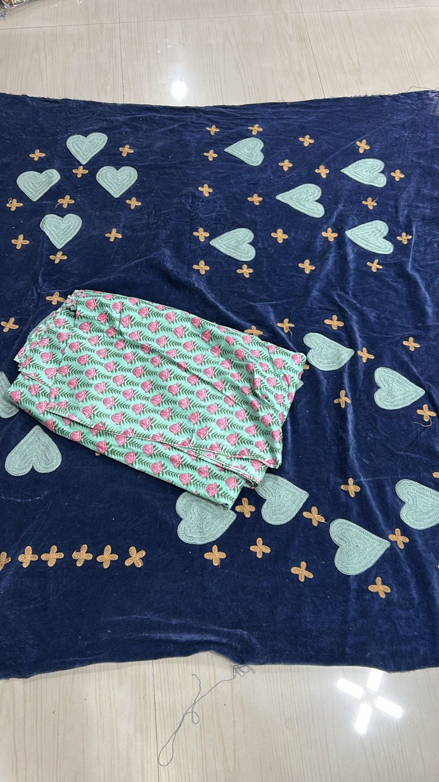 Navy Heart and Cross Velvet Jacket