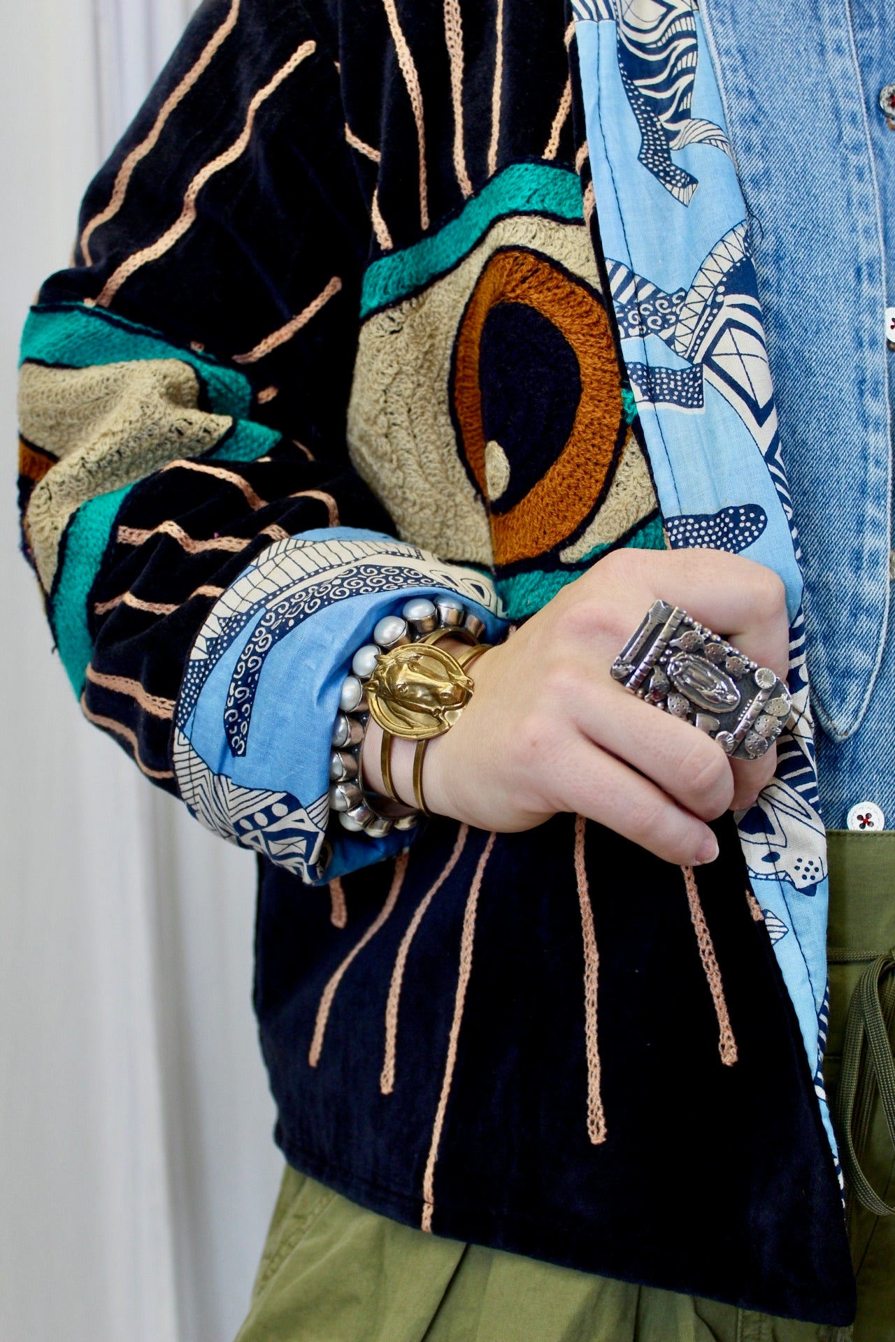 Blue Evil Eye Velvet Jacket