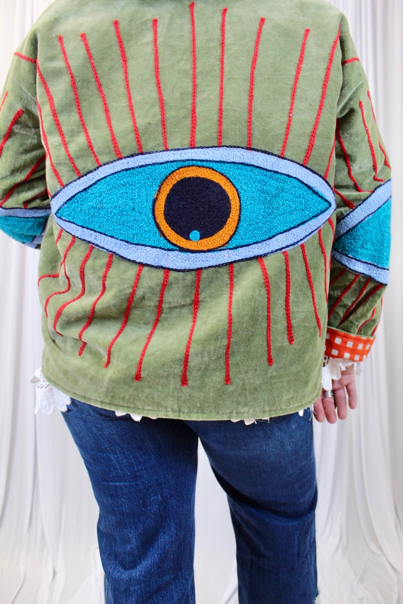 Green Evil Eye Velvet Jacket