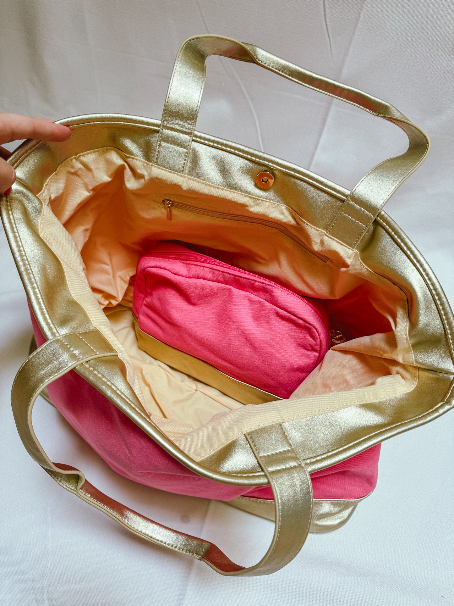 Pink Cabana Weekender + Cosemetic Set