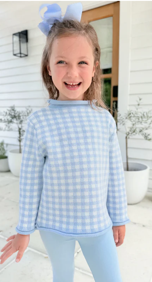 Gingham Roll Neck Sweater