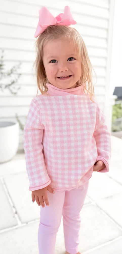 Gingham Roll Neck Sweater