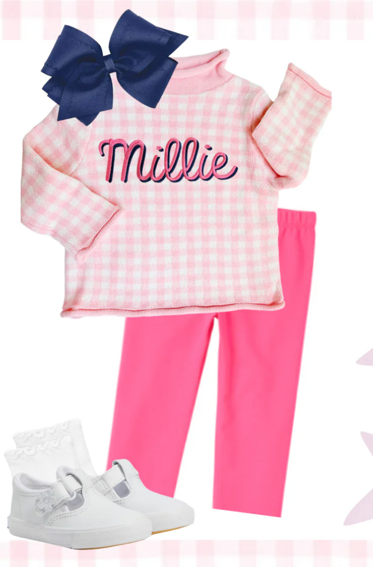 Gingham Roll Neck Sweater