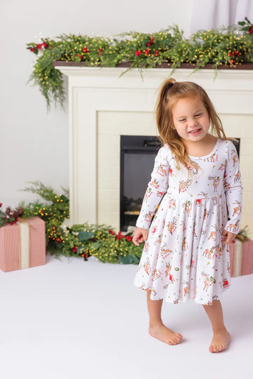 Oh Deer, Christmas is here! 100% Cotton Christmas Twirl Dress