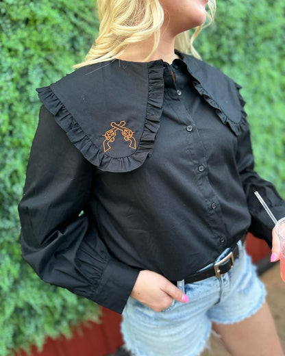 Collared Ruffle Blouse