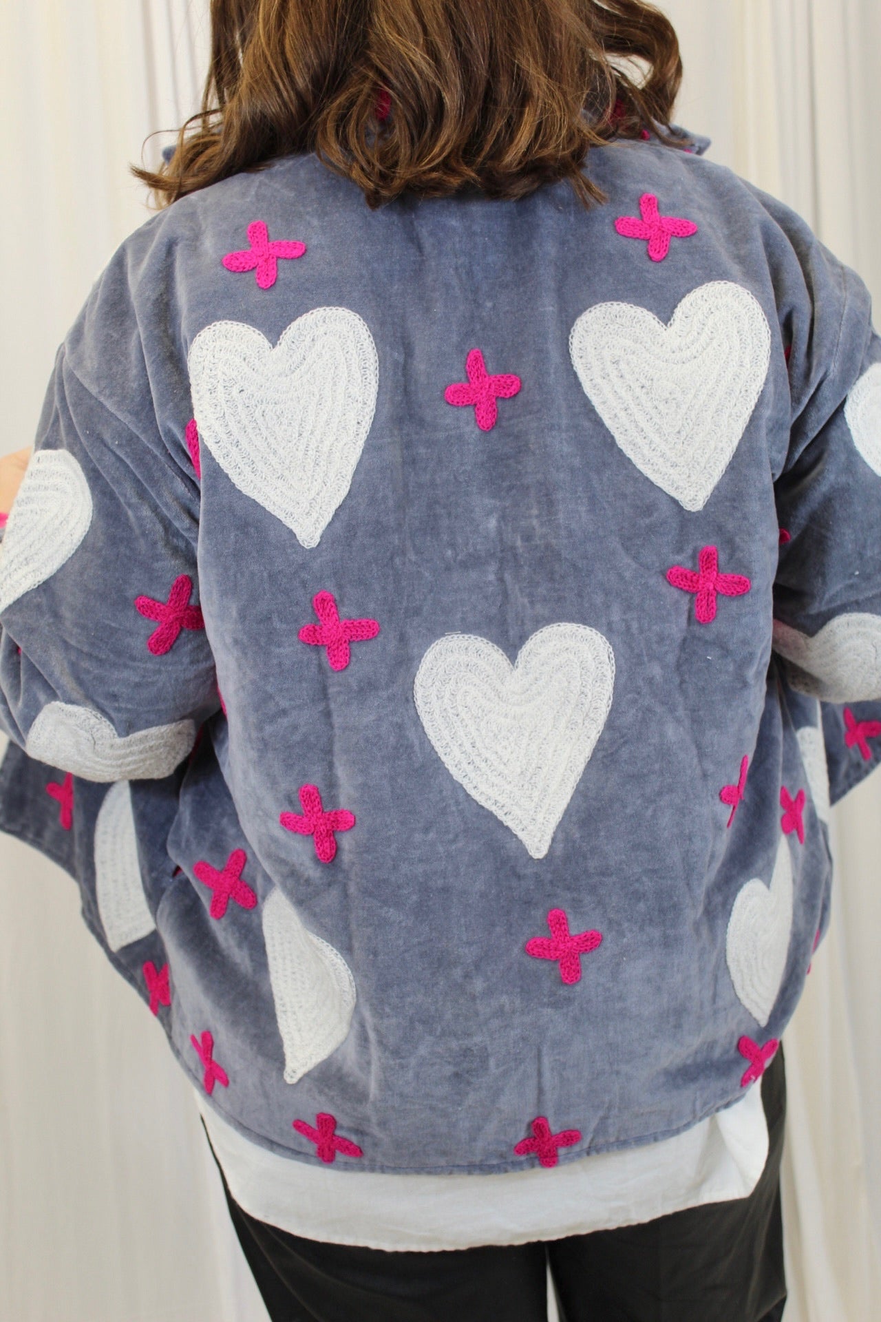 White Heart and Cross Velvet Jacket