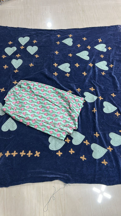 Navy Heart and Cross Velvet Jacket