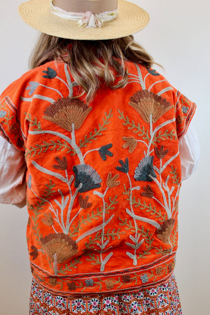 Orange Velvet Vest