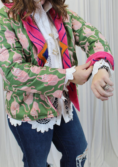 Pink Evil Eye Velvet Jacket
