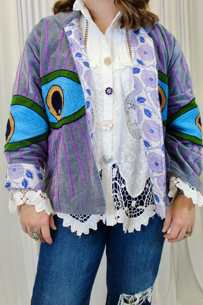 Purple Evil Eye Velvet Jacket