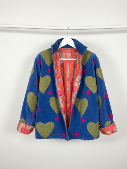 Blue Heart and Cross Velvet Jacket
