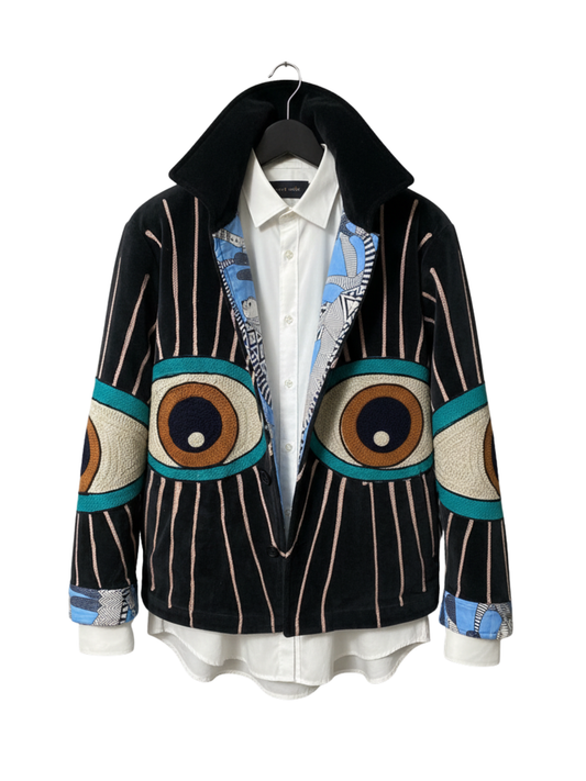 Blue Evil Eye Velvet Jacket