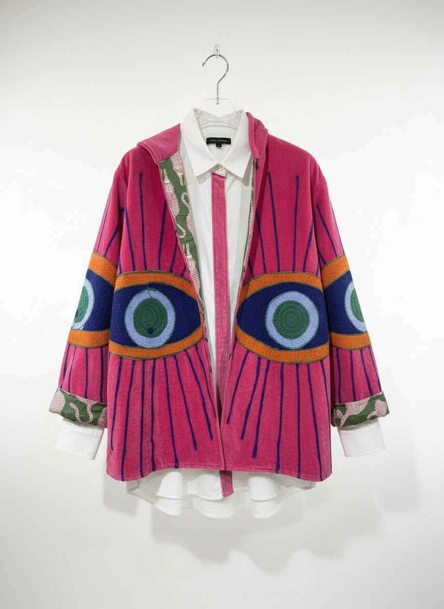 Pink Evil Eye Velvet Jacket