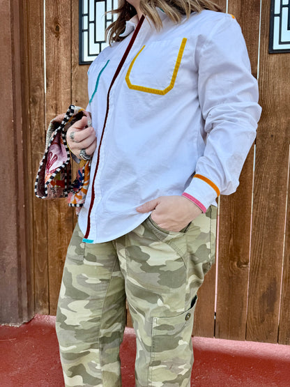 Colorline Velvet Button-Up