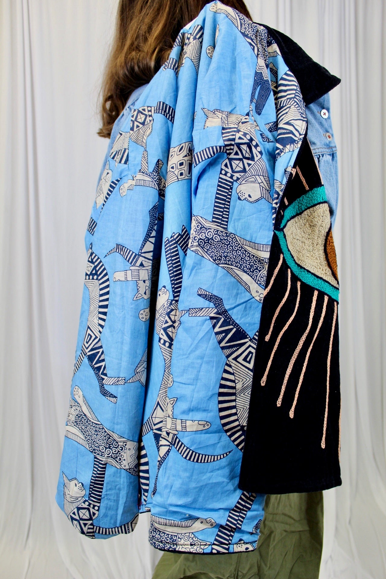 Blue Evil Eye Velvet Jacket