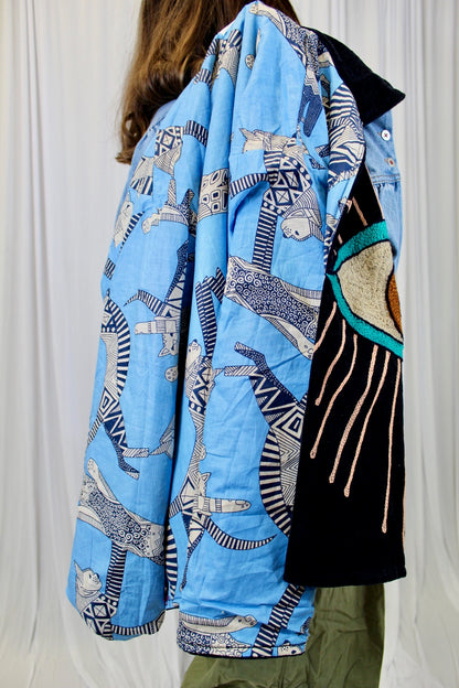 Blue Evil Eye Velvet Jacket