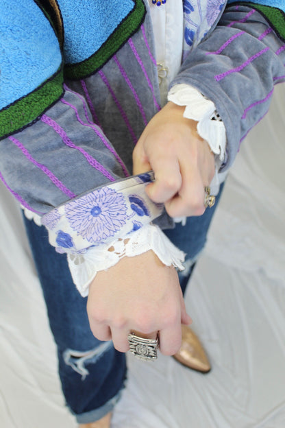 Purple Evil Eye Velvet Jacket