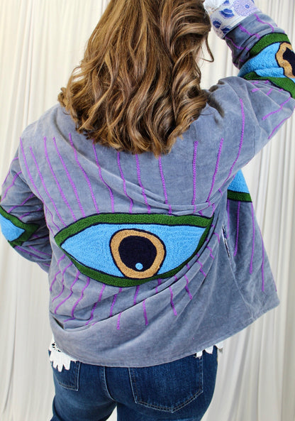 Purple Evil Eye Velvet Jacket