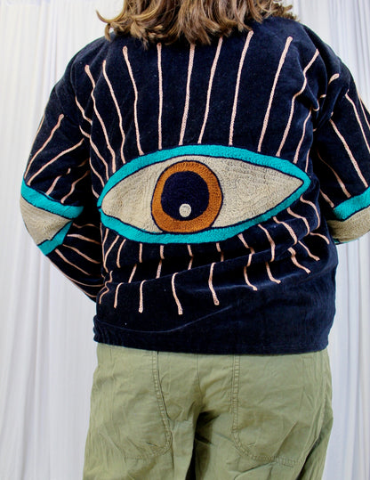 Blue Evil Eye Velvet Jacket