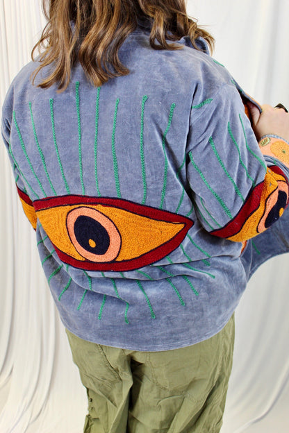 Orange Evil Eye Velvet Jacket