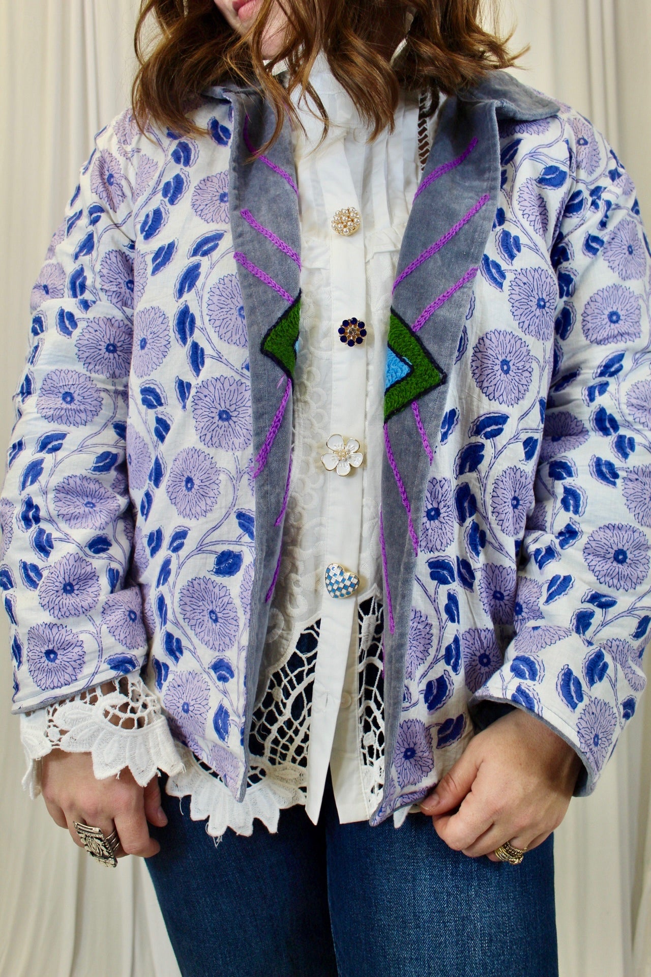 Purple Evil Eye Velvet Jacket