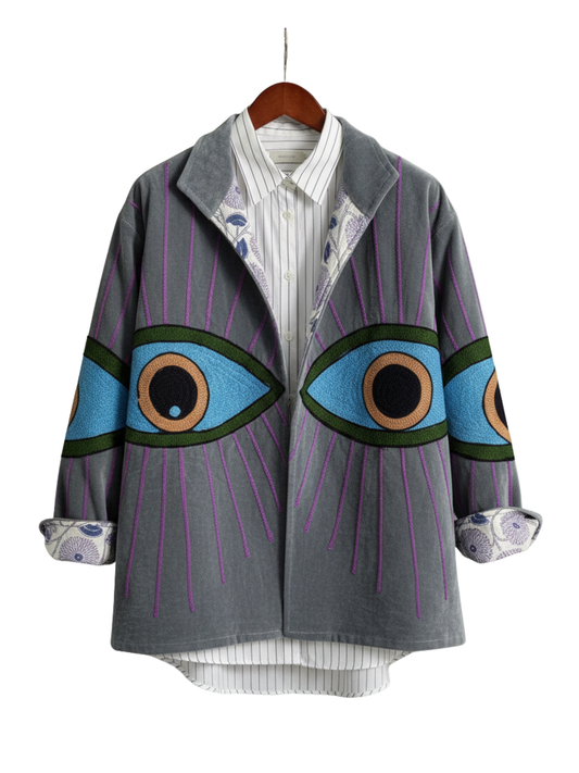 Purple Evil Eye Velvet Jacket