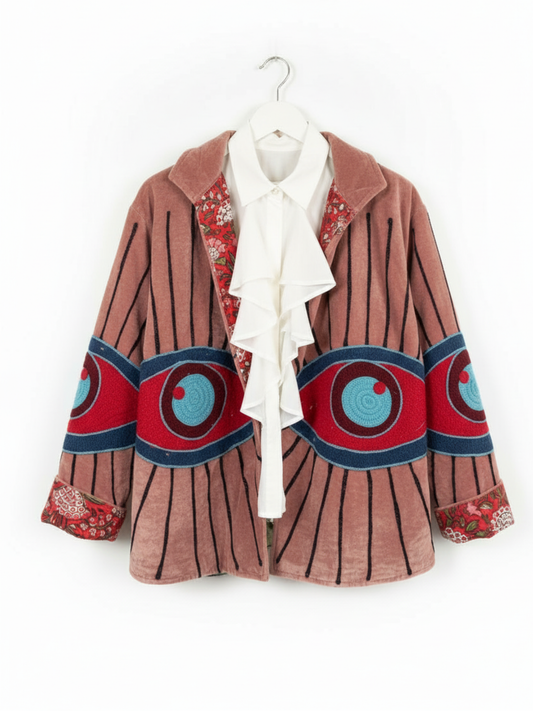Red Evil Eye Velvet Jacket
