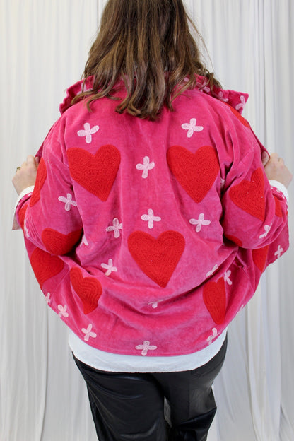 Red Heart and Cross Velvet Jacket