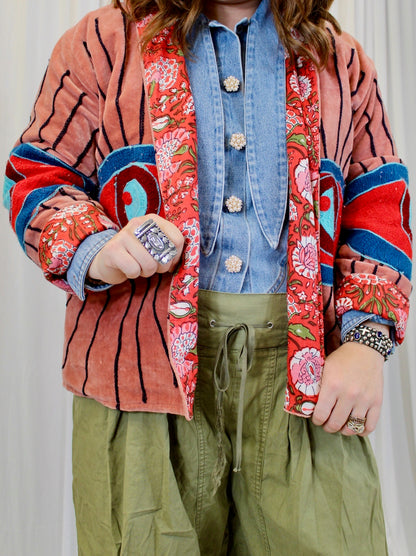 Red Evil Eye Velvet Jacket