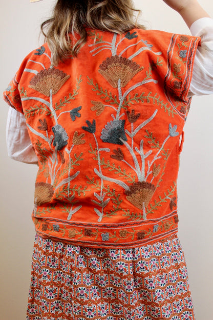 Orange Velvet Vest