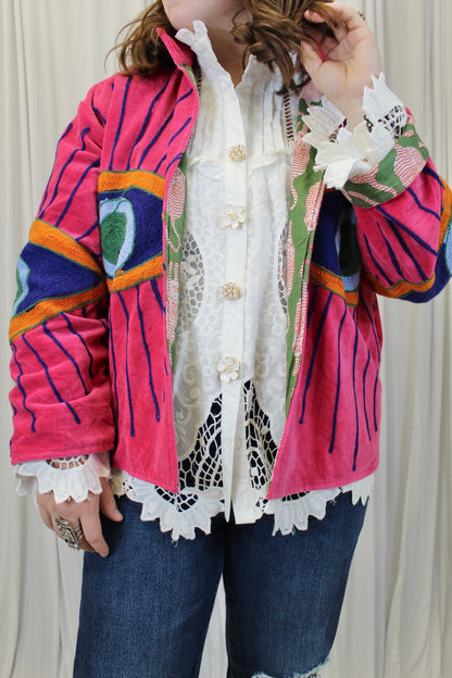 Pink Evil Eye Velvet Jacket