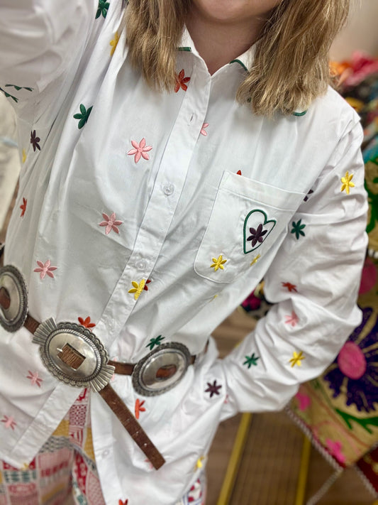 Heart Elbow Confetti Button-Up